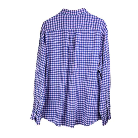 Vineyard Vines Pink & Blue Gingham Check Linen Long Sleeve Button Up Shirt - Picture 2 of 8